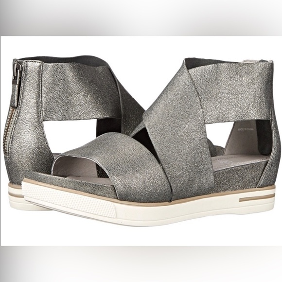 Eileen Fisher Shoes - EILEEN FISHER 'Sport Plateau Sandals' Metallic Pewter Size 7
